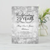 25周年結婚記念日 冬の不思議な世界 シルバー 招待状 (スタンド正面)