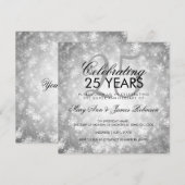 25周年結婚記念日 冬の不思議の国 シルバー 招待状 (正面/裏面)
