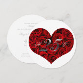 25周年結婚記念日 赤いバラのハート エレガントⅠ 招待状 (正面/裏面)