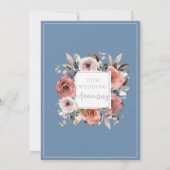 25周年結婚記念日 銀青 優雅な花 招待状 (裏面)