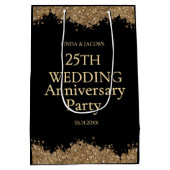 25周年結婚記念 ゴールドグリッター ミディアムペーパーバッグ (裏面)