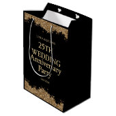25周年結婚記念 ゴールドグリッター ミディアムペーパーバッグ (裏面アングル)