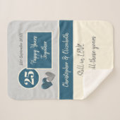 25周年結婚銀とブルー シェルパブランケット (正面(横))