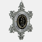 25周年結婚銀グリッターと金ゴールド スノーフレークピューターオーナメント (左)