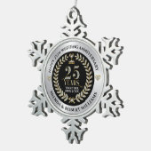 25周年結婚銀グリッターと金ゴールド スノーフレークピューターオーナメント (右)