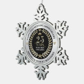 25周年結婚銀グリッターと金ゴールド スノーフレークピューターオーナメント (右)