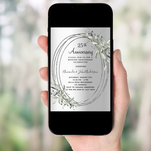 25周年結婚銀色 招待状