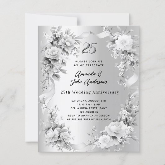 25周年結婚銀花模様招待 (正面)