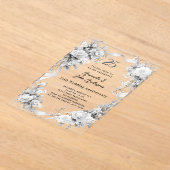 25周年結婚銀花模様澄ん アクリル招待状 (レイダウン)