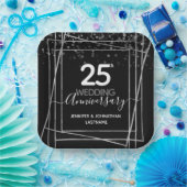 25周年結婚銀 ペーパープレート (パーティー)