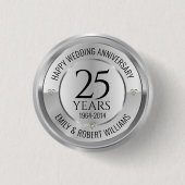 25周年結婚黒銀 缶バッジ (正面)