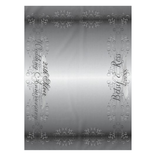 「25周年結婚」の手銀書行 テーブルクロス (正面)