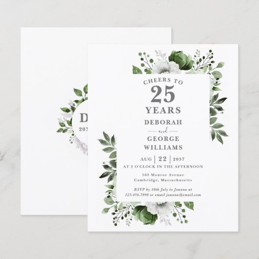 25周年記念おめでとう　ご予算に優しい招待状 (正面/裏面)