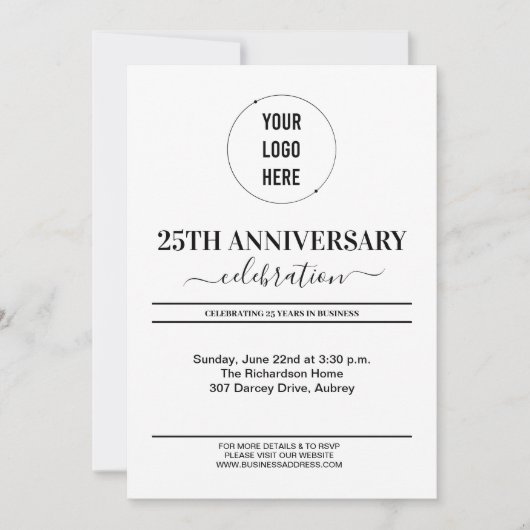 25周年記念お祝い 招待状 (正面)