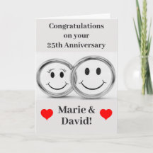 25周年記念かわいいシルバー結婚ズリングや輪