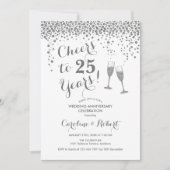 25周年記念のお祝い - シルバー ホワイト 招待状 (正面)