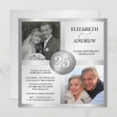 25周年記念のシルバーアニバーサリー招待状2枚の写真付き 招待状 (正面/裏面)