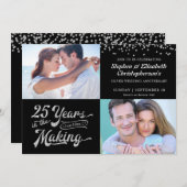25周年記念のシルバーアニバーサリー　Then & Now フォト　コンフェッティ 招待状 (正面/裏面)