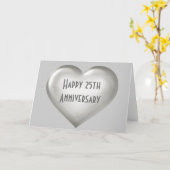 25周年記念のシルバーガラスのハート カード (黄色い花)
