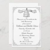 25周年記念のシルバーケーキ招待状 招待状 (正面/裏面)