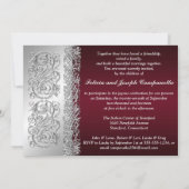 25周年記念のワインレッド、シルバーの装飾の招待状 招待状 (裏面)