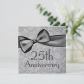 25周年記念の偽サテンリボン付きメタリック紙 招待状 (スタンド正面)
