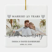 25周年記念の結婚クリスマスフォトオーナメント セラミックオーナメント (裏面)