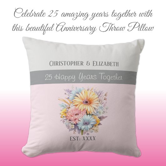 25周年記念の花ピンク クッション