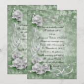 25周年記念の誓いの更新 白いバラ 招待状 (正面/裏面)