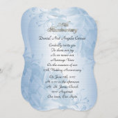 25周年記念の誓いの更新　青いサテン 招待状 (正面/裏面)