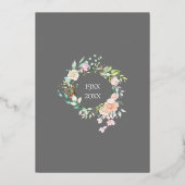 25周年記念の銀のバラの花束 箔招待状 (裏面)