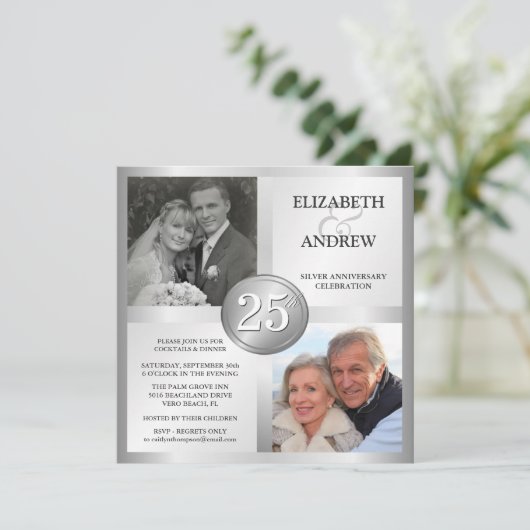 25周年記念の銀婚式招待状2枚と写真 招待状 (スタンド正面)