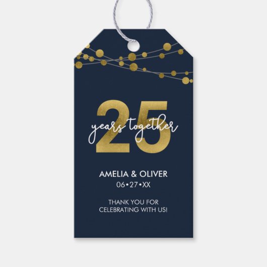 25周年記念の青い光結婚列 ギフトタグ (正面)