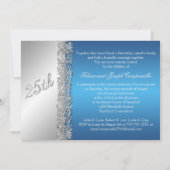 25周年記念の青い装飾的な銀のスクロール 招待状 (裏面)