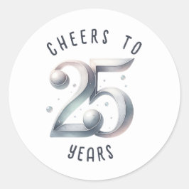 25周年記念または誕生日水彩 ラウンドシール