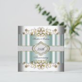 25周年記念エレガントシルバーティール（緑がかった色）ブルーミント 招待状 (スタンド正面)