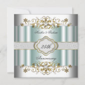 25周年記念エレガントシルバーティール（緑がかった色）ブルーミント 招待状 (正面)