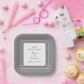 25周年記念エレガントロマンチックハートシルバー ペーパープレート (パーティー)