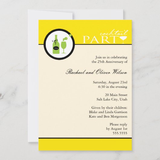 25周年記念カクテルパーティの招待状 招待状 (正面)