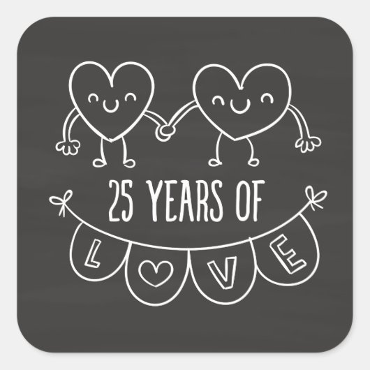 25周年記念ギフトチョークハート スクエアシール (正面)