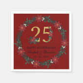 25周年記念クリスマスナパーソナライズされたプキンス スタンダードカクテルナプキン (正面)