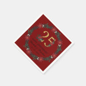25周年記念クリスマスナパーソナライズされたプキンス スタンダードカクテルナプキン (角)