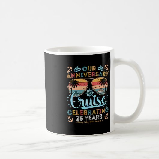 25周年記念クルーズと25年のカップルT コーヒーマグカップ (右)