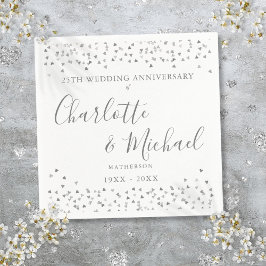 25周年記念シグネチャーシルバーハート紙吹雪 スタンダードカクテルナプキン