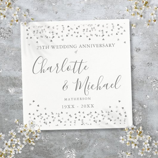 25周年記念シグネチャーシルバーハート紙吹雪 スタンダードカクテルナプキン