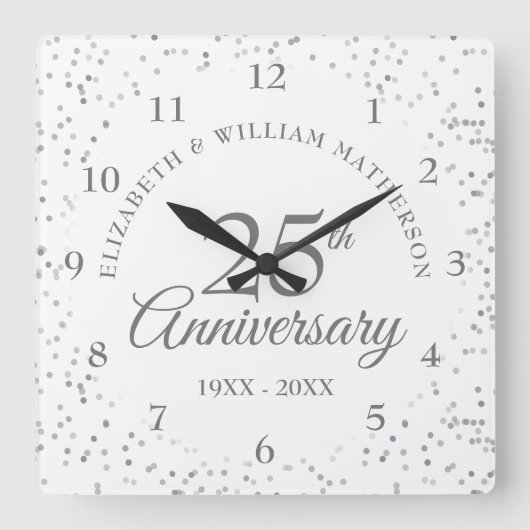 25周年記念シルバースターダスト スクエア壁時計 (正面)