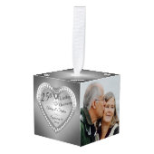 25周年記念シルバーダイヤモンドフォトキープサケ キューブオーナメント (正面アングル)