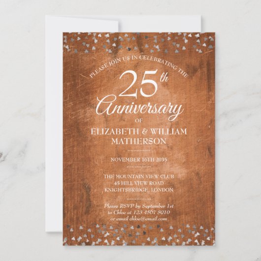 25周年記念シルバーハートのルーストビンテージウッド 招待状 (正面)