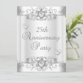 25周年記念シルバーホワイトダイヤモンドハート 招待状 (スタンド正面)