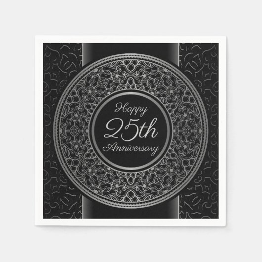 25周年記念シルバーメダリオン紙ナプキンス スタンダードカクテルナプキン (正面)